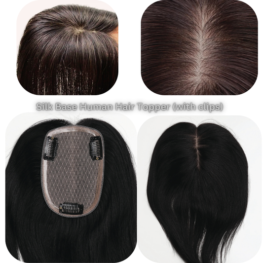 Silk Base Human Hair Topper (with clips)