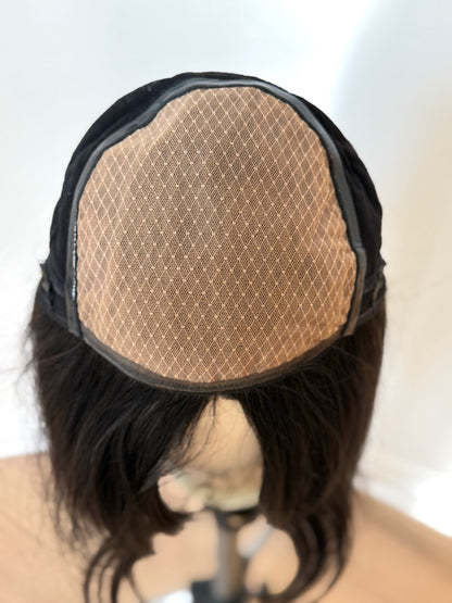 Anastasia darkest brown human hair wig, silk base