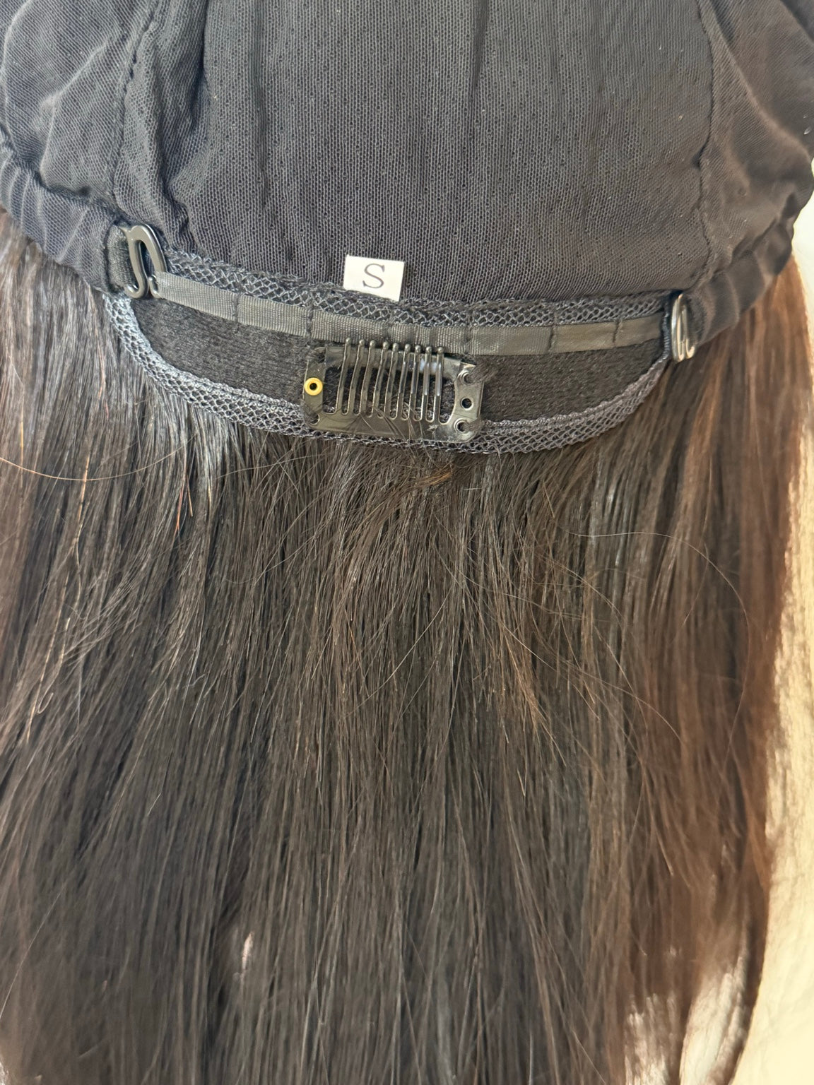 Anastasia darkest brown human hair wig, small cap and clip