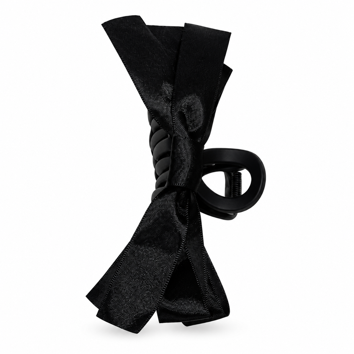 Black Ribbon Bow Claw Clip