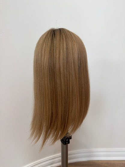 Francesca 16-inch light ash blonde European full lace wig, back view