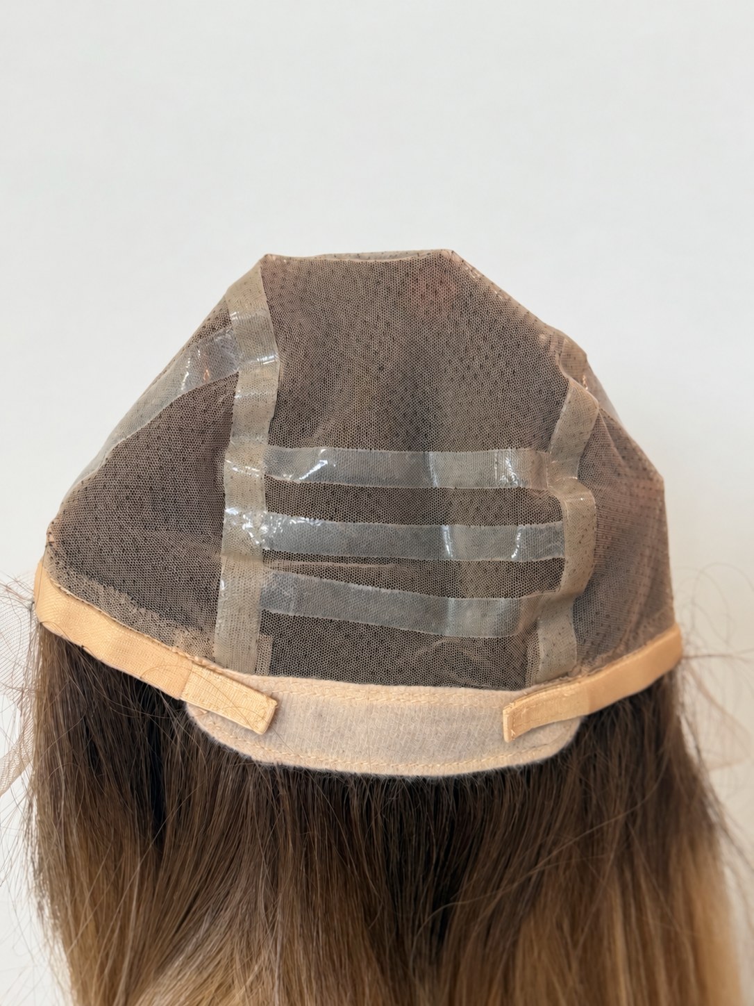 Francesca wig interior showing silicone grip strips and adjustable nape
