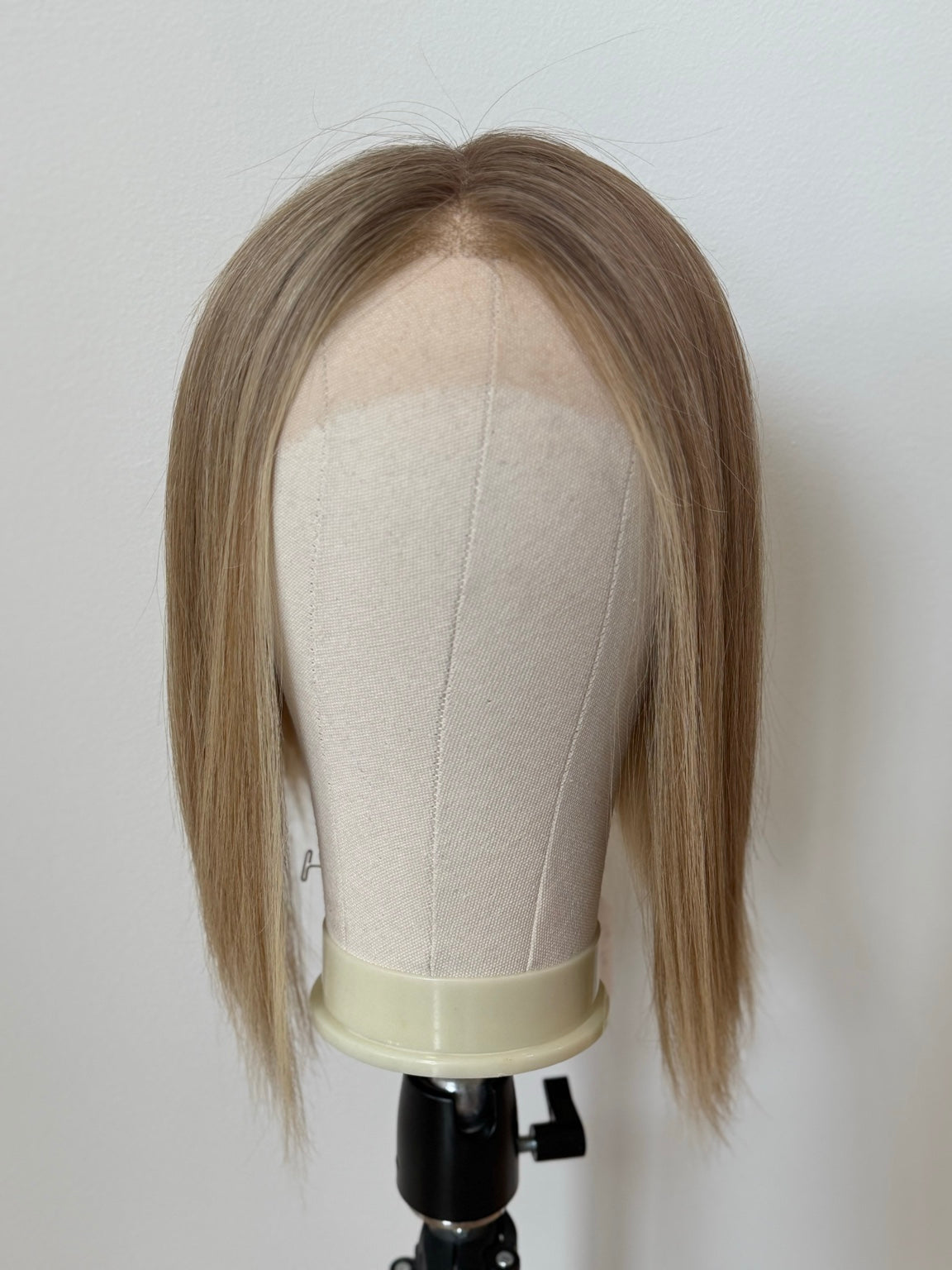 Isabelle 12-inch light ash blonde European full lace wig, front view