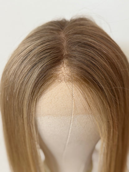 Isabelle 12-inch light ash blonde European full lace wig, hairline view