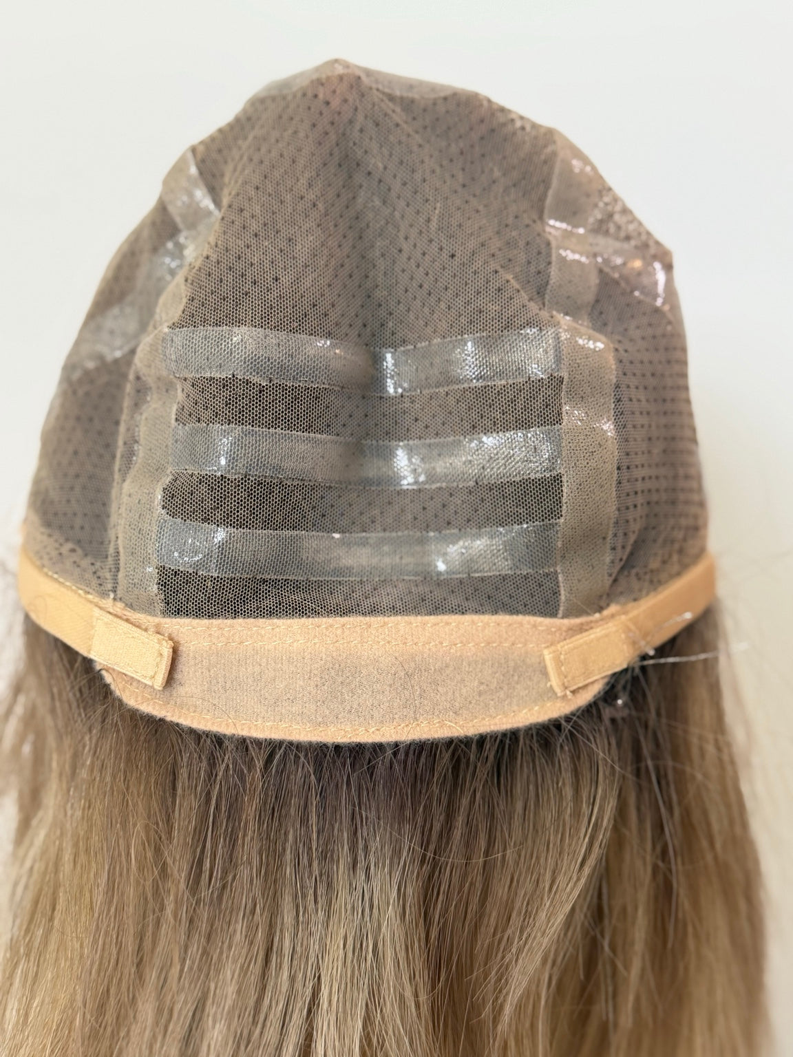 Isabelle 12-inch light ash blonde European full lace wig, nape view