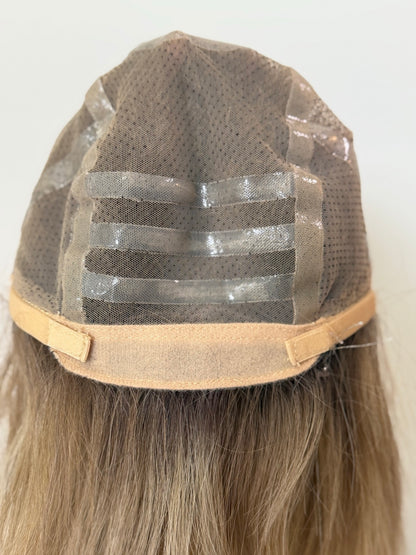 Isabelle 12-inch light ash blonde European full lace wig, nape view