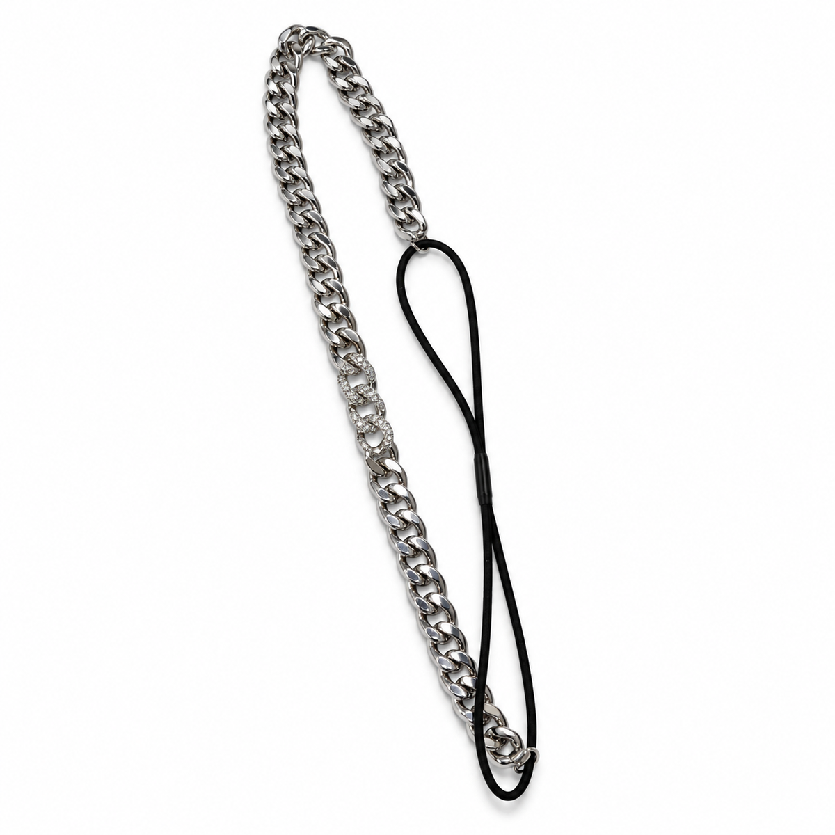 Silver Diamond Stud Chain Headband